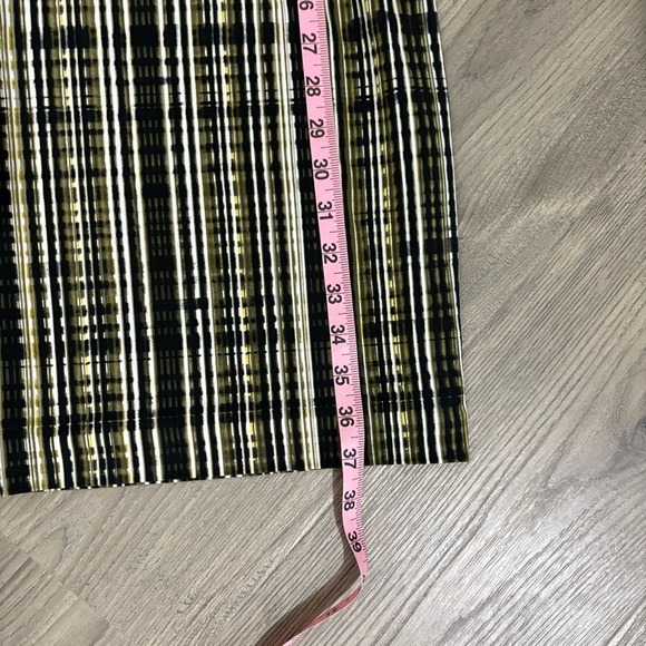 Calvin Klein Womens Dress Olive Green Brown White Stripe Print Size 12 Stretch - Picture 9 of 12